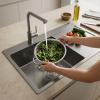 Pure.Sink Comfort PVD Gun Metal sink with drainer, 86x52 cm, left-side faucet wing, PCM5086LT-61